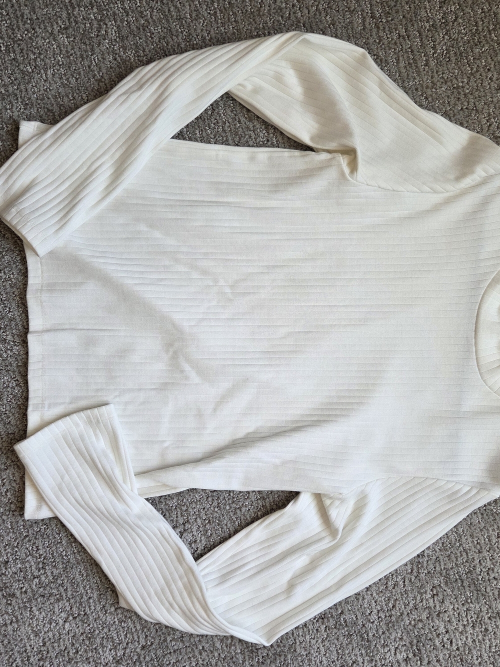GAP White Ribbed Long-Sleeve Top